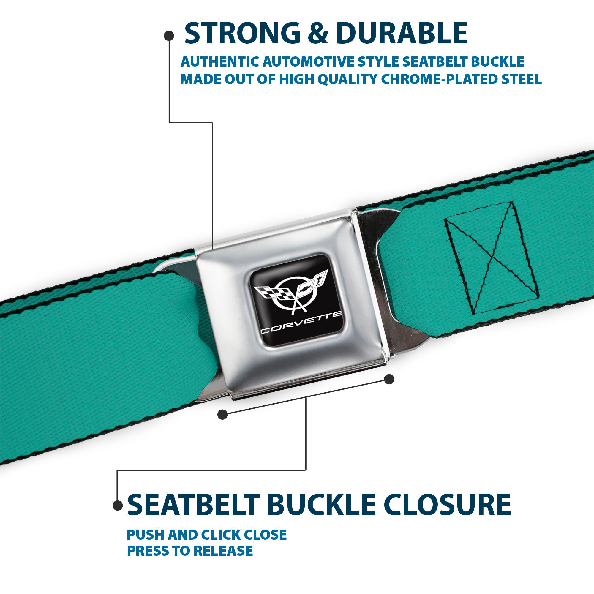 Corvette Seatbelt Belt - Teal Webbing Seatbelt Belts GM General Motors