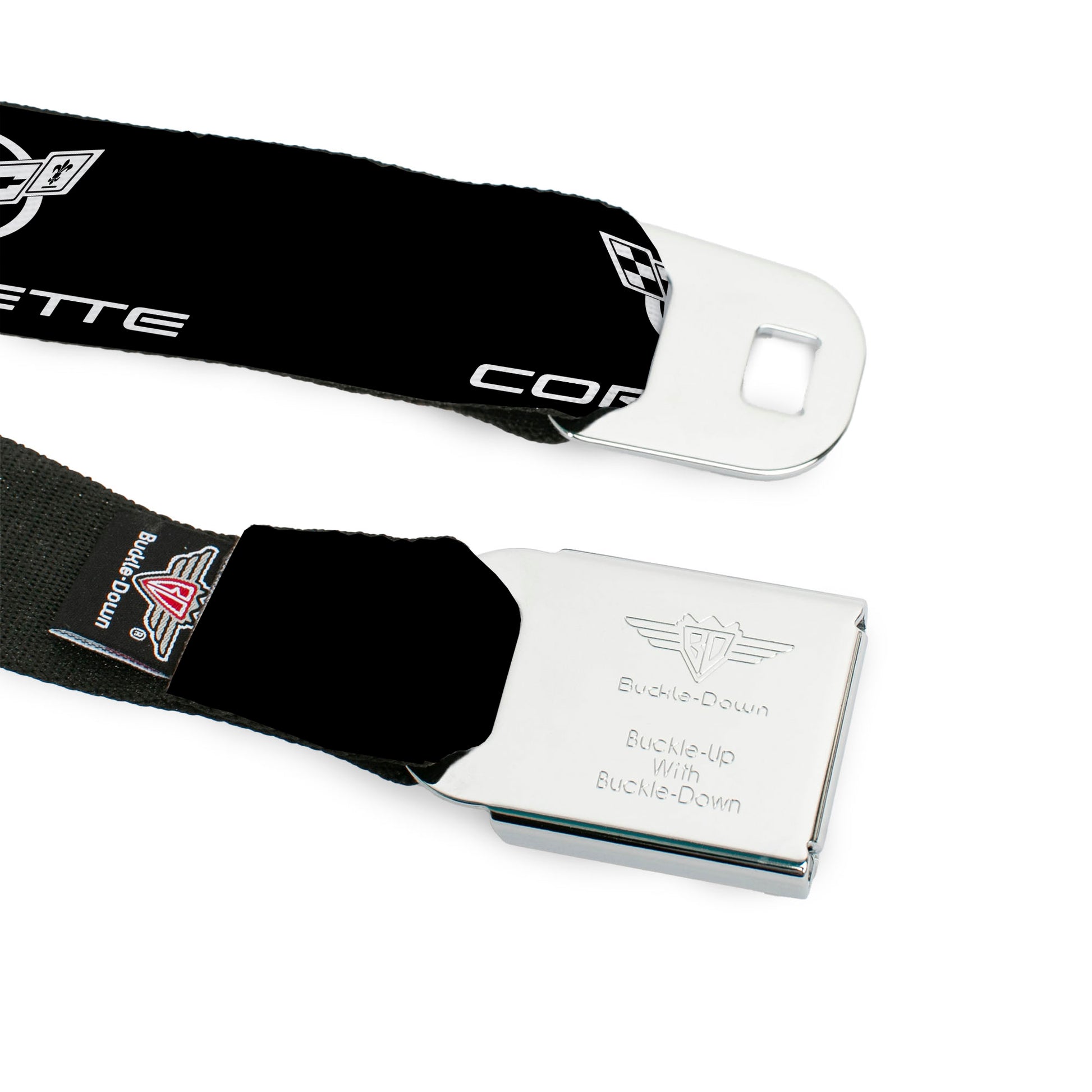 Corvette Seatbelt Belt - Corvette Black/Silver REPEAT Webbing Seatbelt Belts GM General Motors