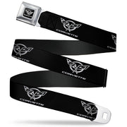 Corvette Seatbelt Belt - Corvette Black/Silver REPEAT Webbing Seatbelt Belts GM General Motors