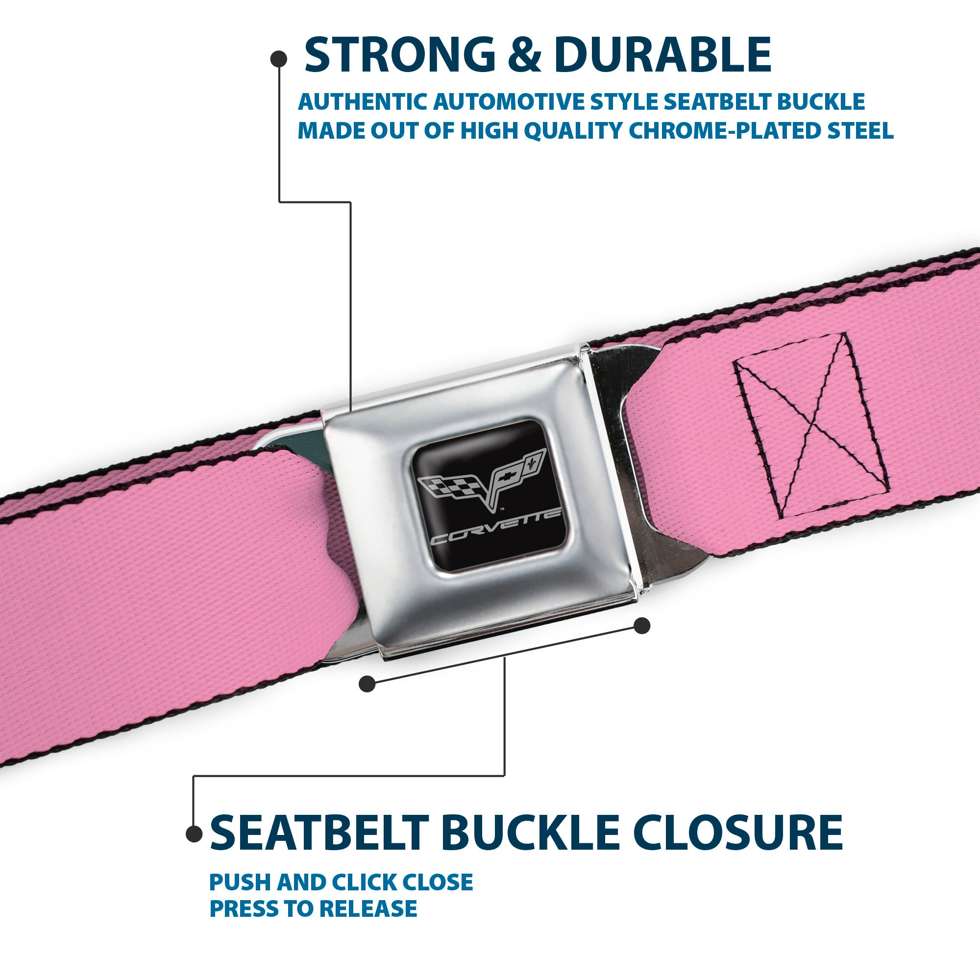 C6 Seatbelt Belt - Baby Pink Webbing Seatbelt Belts GM General Motors