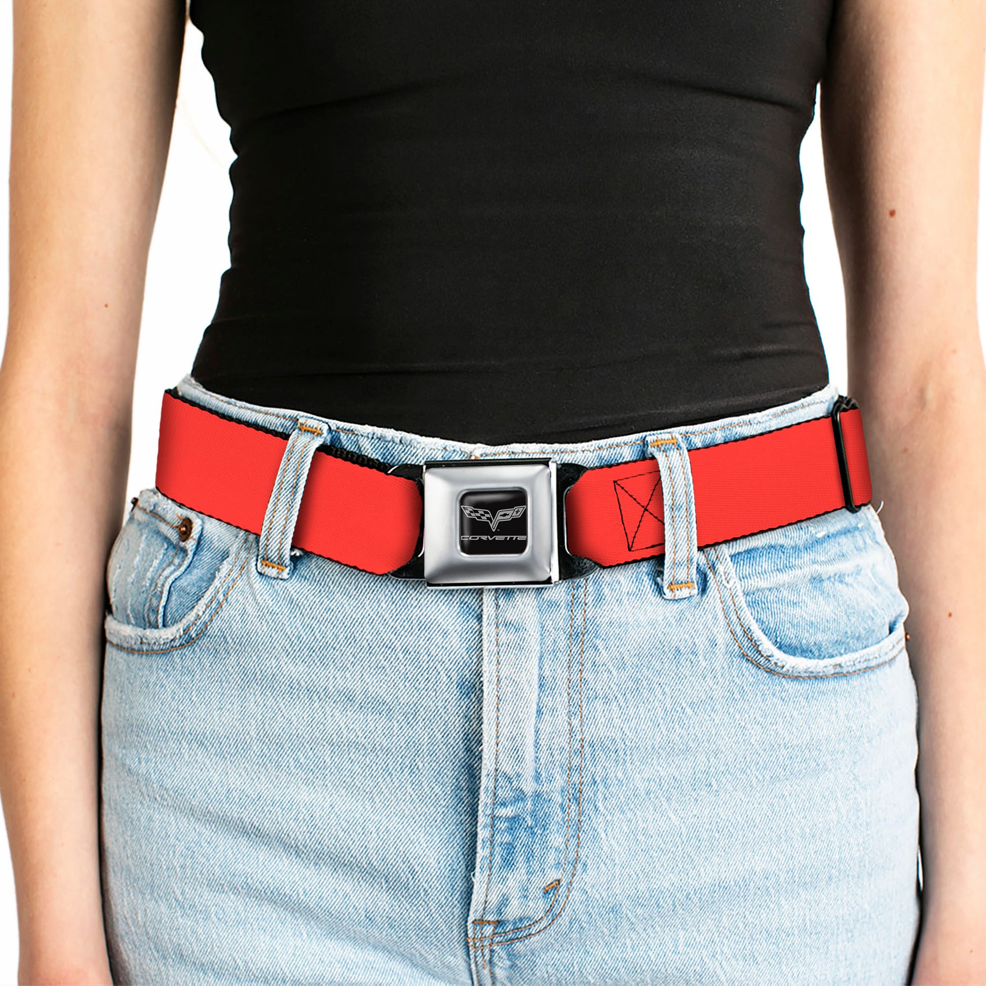C6 Seatbelt Belt - Red Webbing Seatbelt Belts GM General Motors