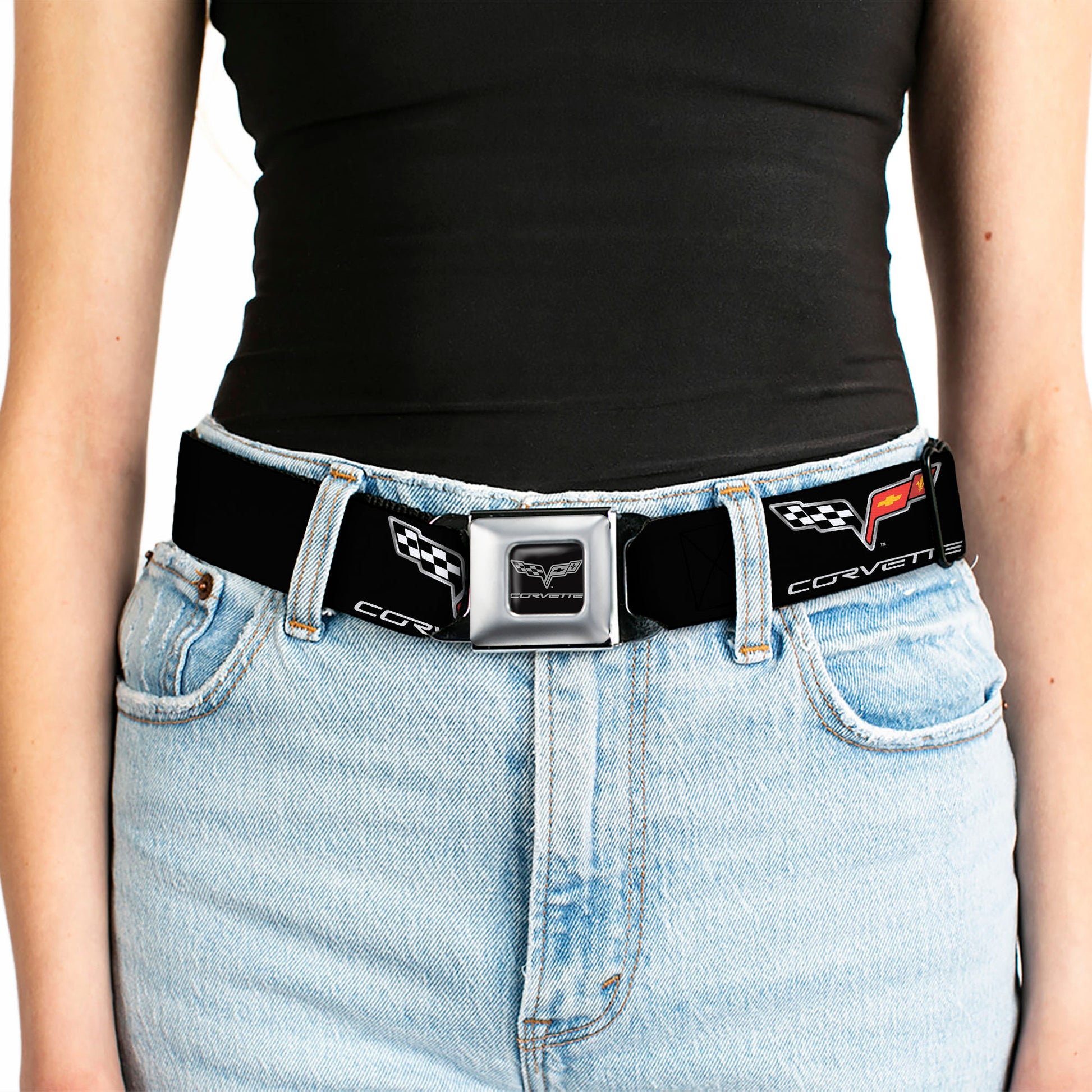 C6 Seatbelt Belt - C6 Logo REPEAT Webbing Seatbelt Belts GM General Motors