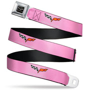 C6 Seatbelt Belt - C6 Logo Pink/Silver Webbing Seatbelt Belts GM General Motors