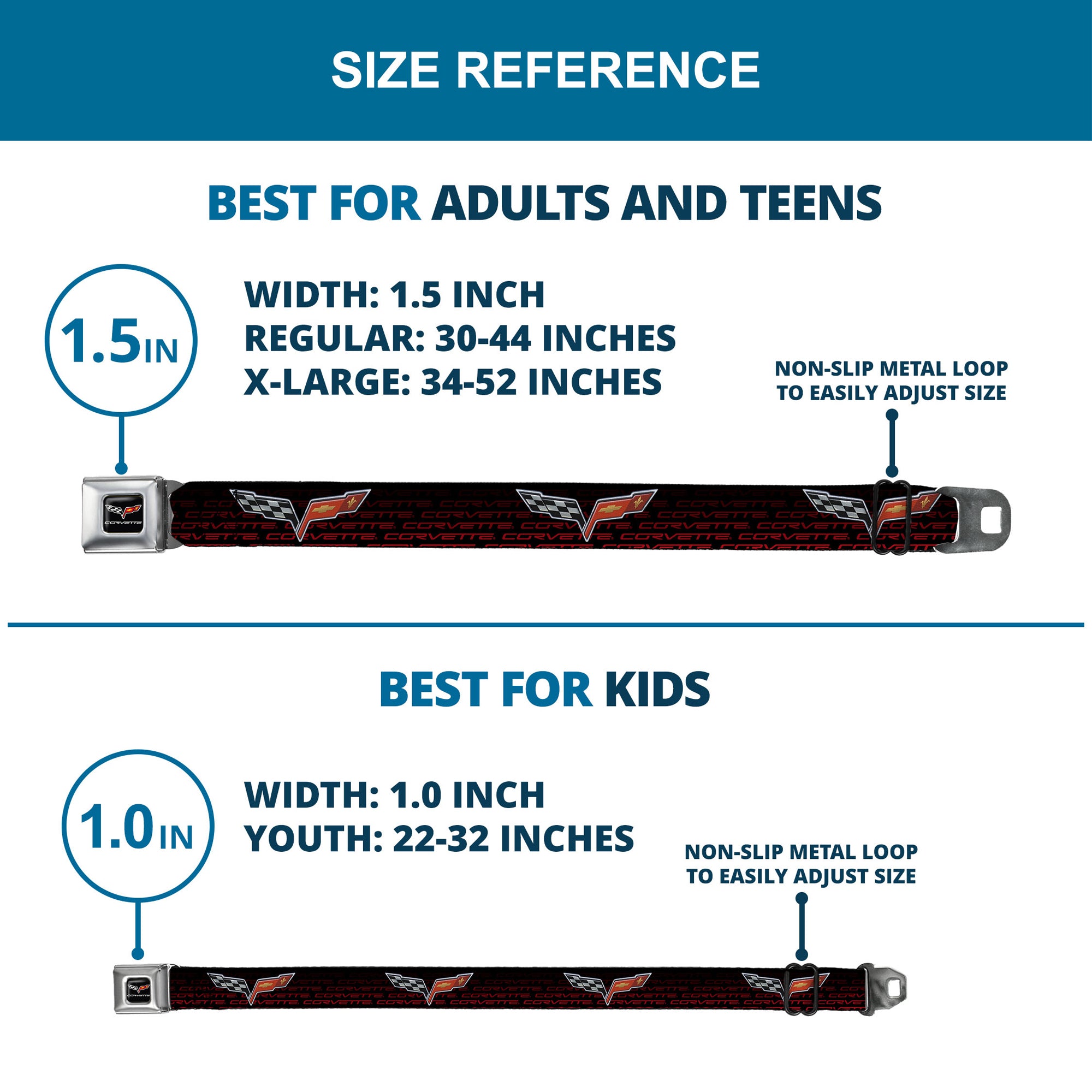 C6 Full Color Seatbelt Belt - C6 Logo/CORVETTE Repeat Black/Red Ombre Webbing Seatbelt Belts GM General Motors