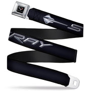 C7 Full Color Black Seatbelt Belt - C7 STINGRAY Logo Black/Silver Webbing Seatbelt Belts GM General Motors