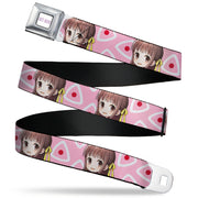 FRUITS BASKET Title Logo Full Color White/Purple Seatbelt Belt - Fruits Basket Chibi Tohru Honda Face and Kimono Rice Ball Icon Pink/White/Red Webbing Seatbelt Belts Fruits Basket