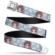 FRUITS BASKET Title Logo Full Color White/Purple Seatbelt Belt - Fruits Basket Chibi Tohru Honda and Rice Ball Scattered Light Blue Webbing Seatbelt Belts Fruits Basket