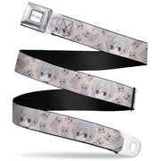FRUITS BASKET Title Logo Full Color White/Purple Seatbelt Belt - Fruits Basket Chibi Yuki Soma and Rat Scattered Beige/Gray Webbing Seatbelt Belts Fruits Basket