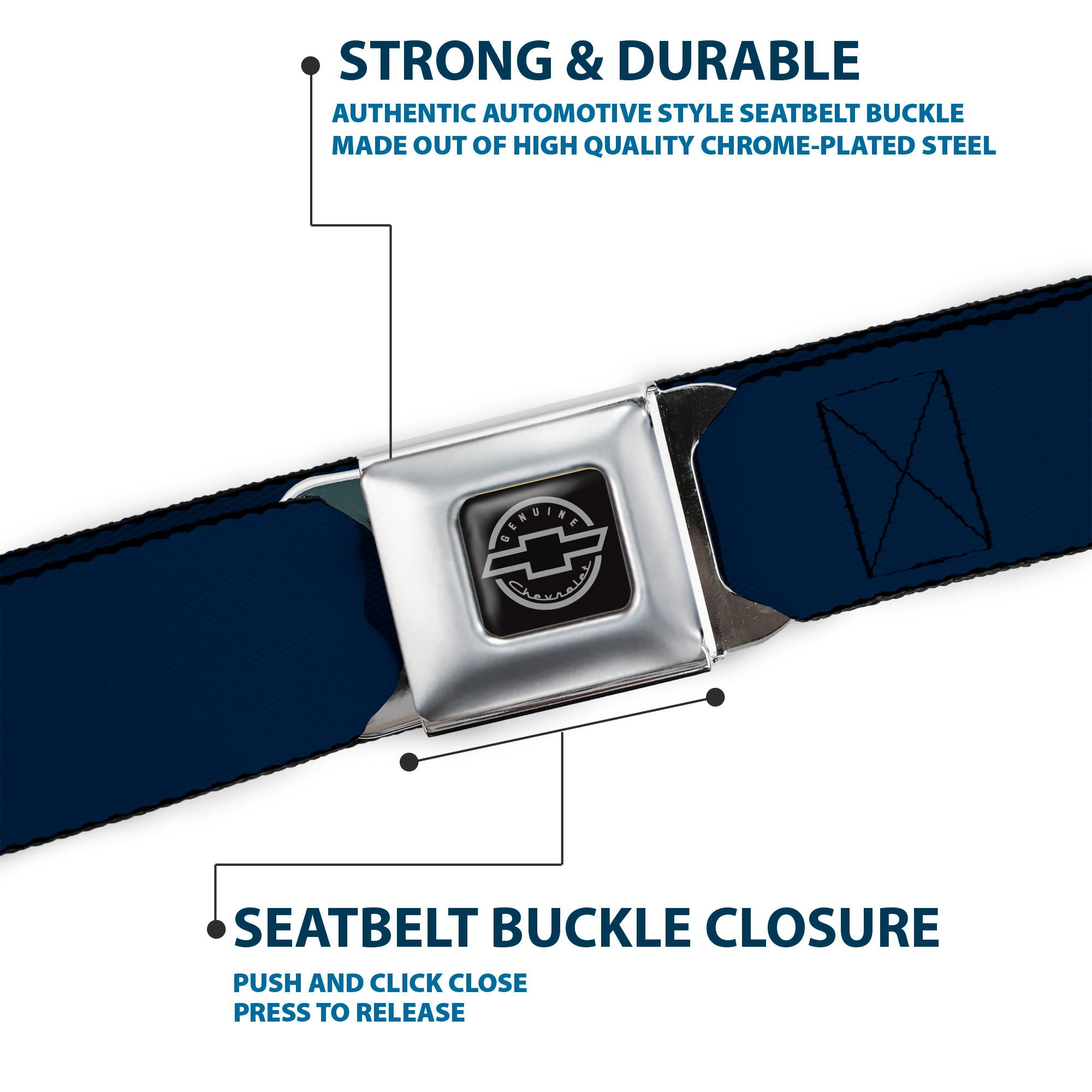 Chevy Seatbelt Belt - Navy Webbing Seatbelt Belts GM General Motors