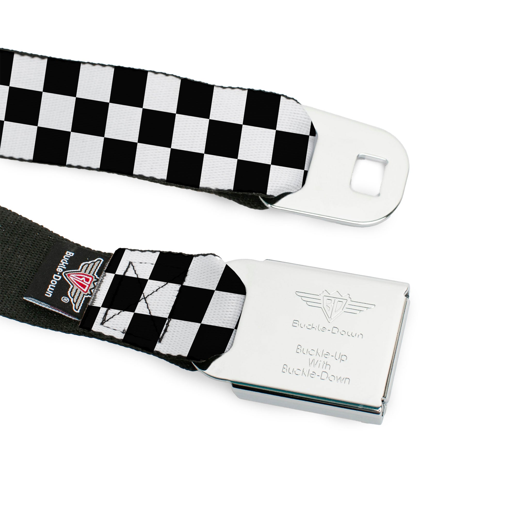 Chevy Seatbelt Belt - Checker Black/White Webbing Seatbelt Belts GM General Motors