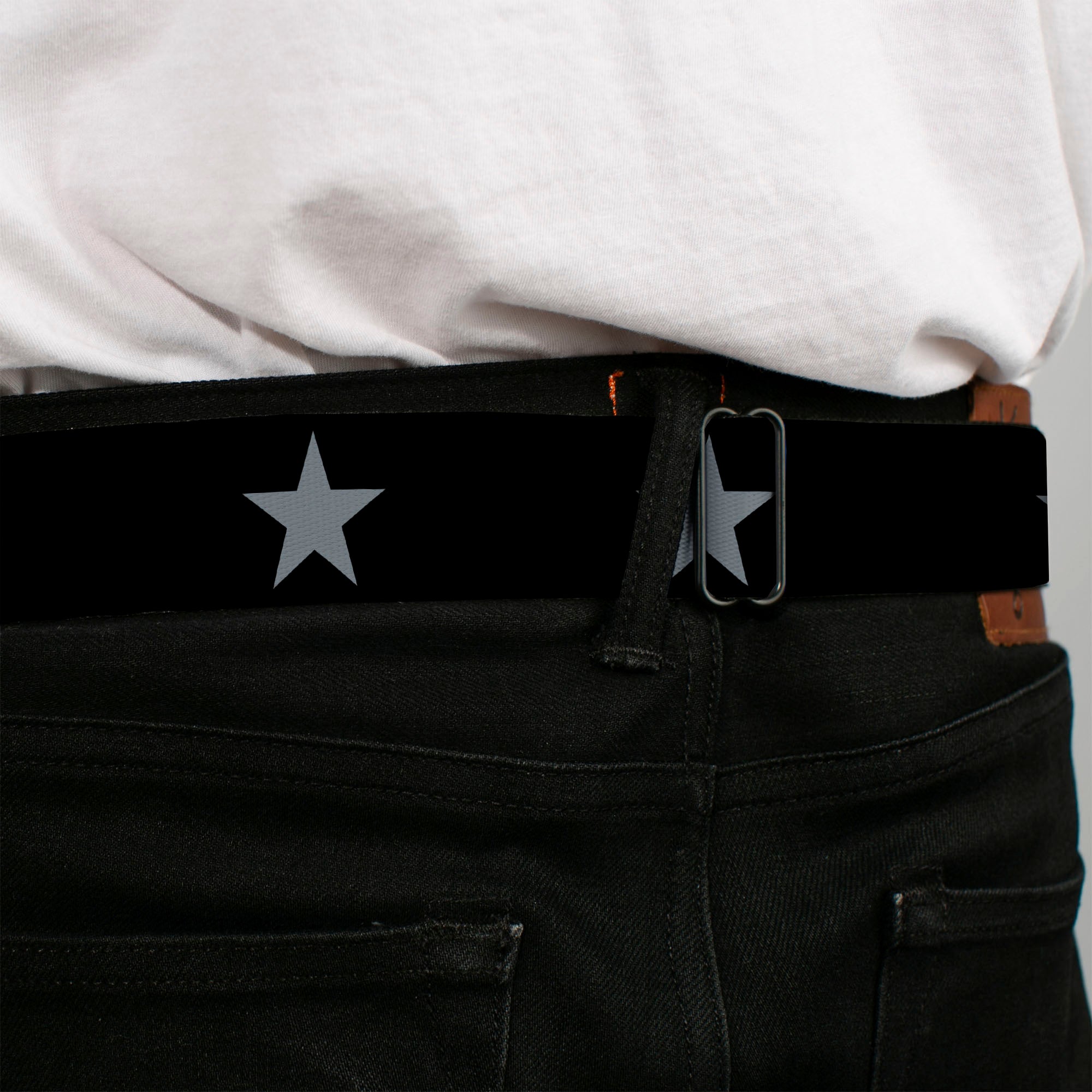 Chevy Seatbelt Belt - Star Black/Silver Webbing Seatbelt Belts GM General Motors