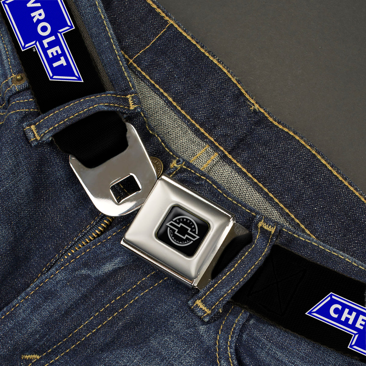 Chevy Seatbelt Belt - Chevy Bowtie Logo REPEAT Webbing
