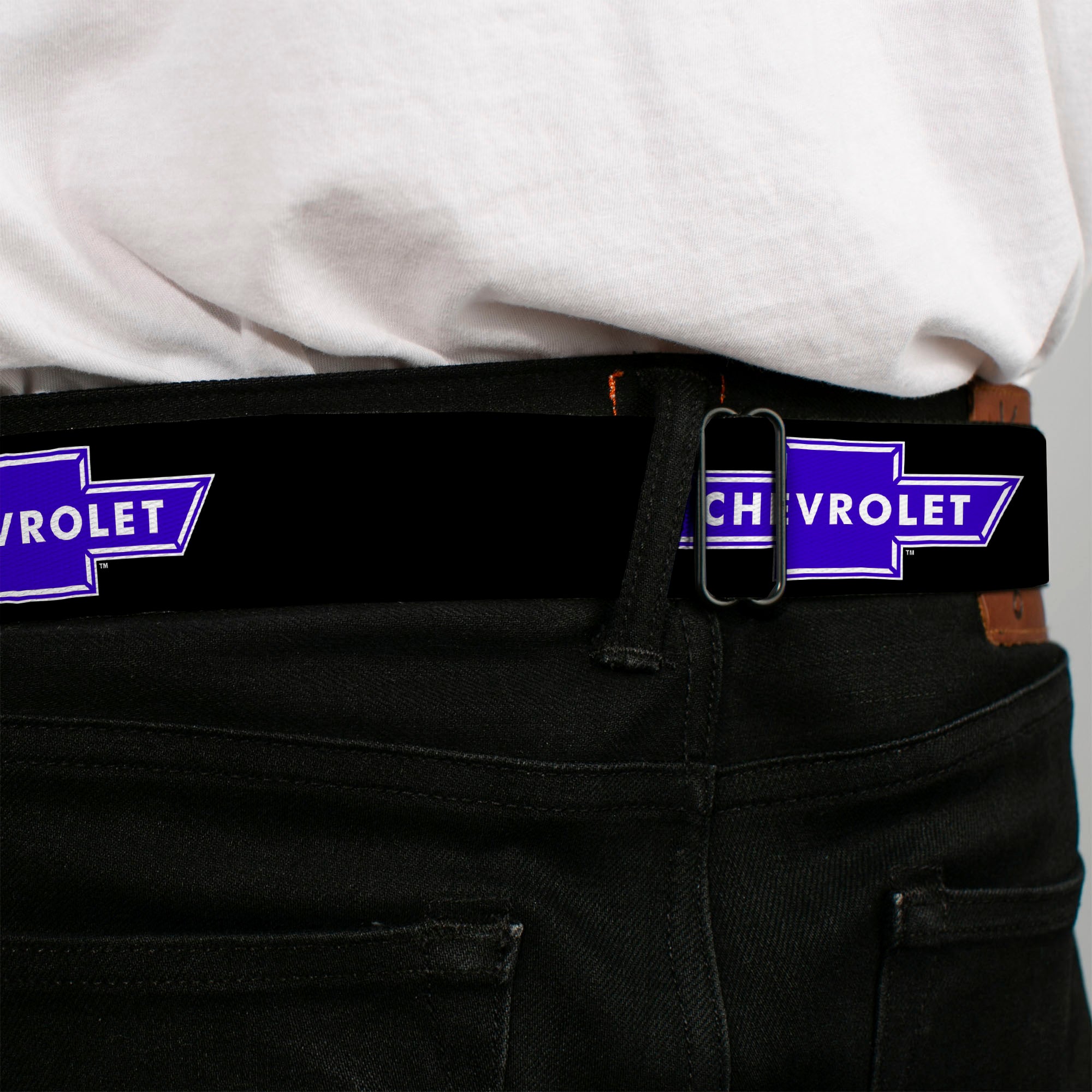 Chevy Seatbelt Belt - Chevy Bowtie Logo REPEAT Webbing Seatbelt Belts GM General Motors