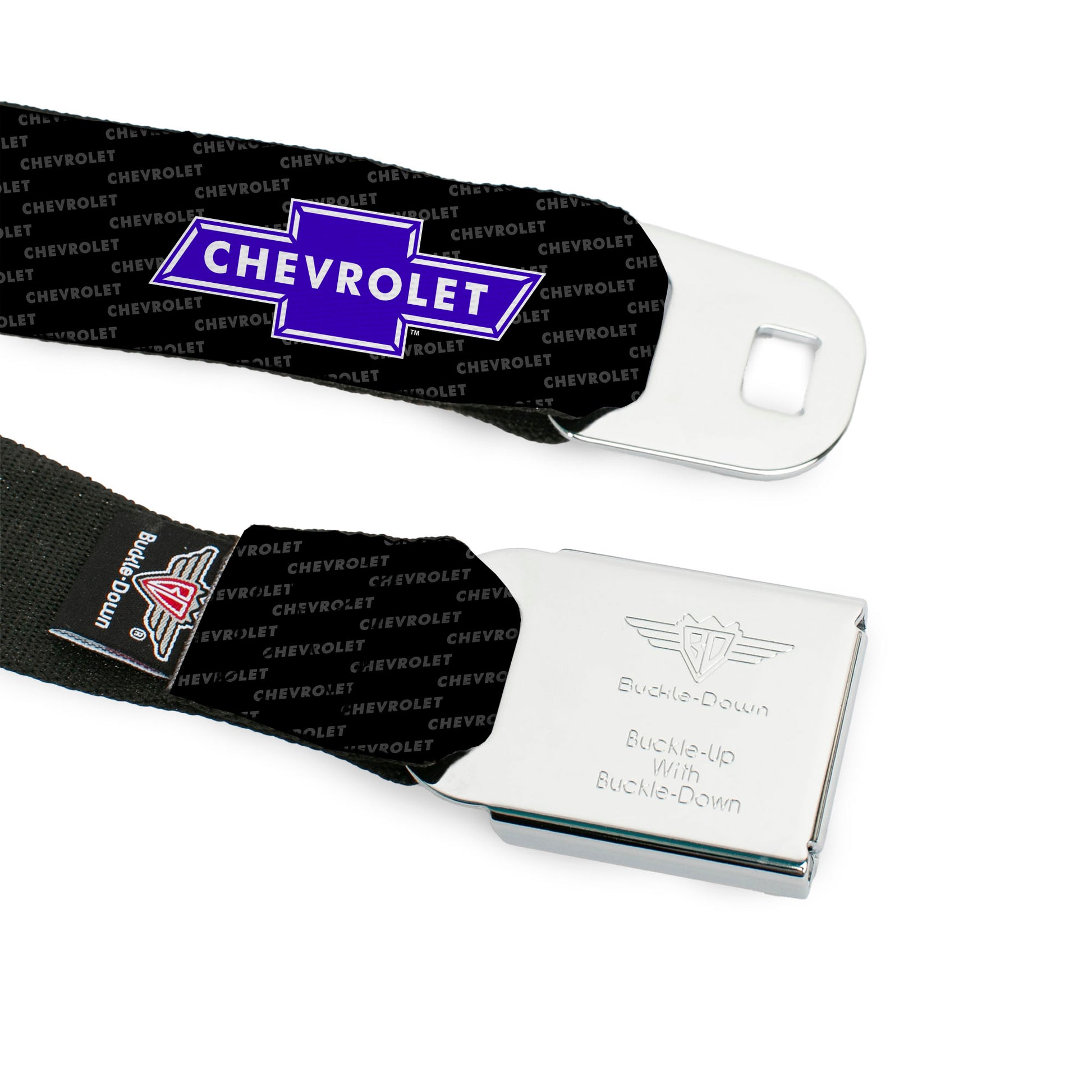Chevy Seatbelt Belt - Chevy Bowtie REPEAT w/Text Webbing Seatbelt Belts GM General Motors