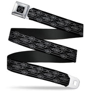 Chevy Seatbelt Belt - Retro Chevy Bowtie Monogram Black/Gray Webbing Seatbelt Belts GM General Motors