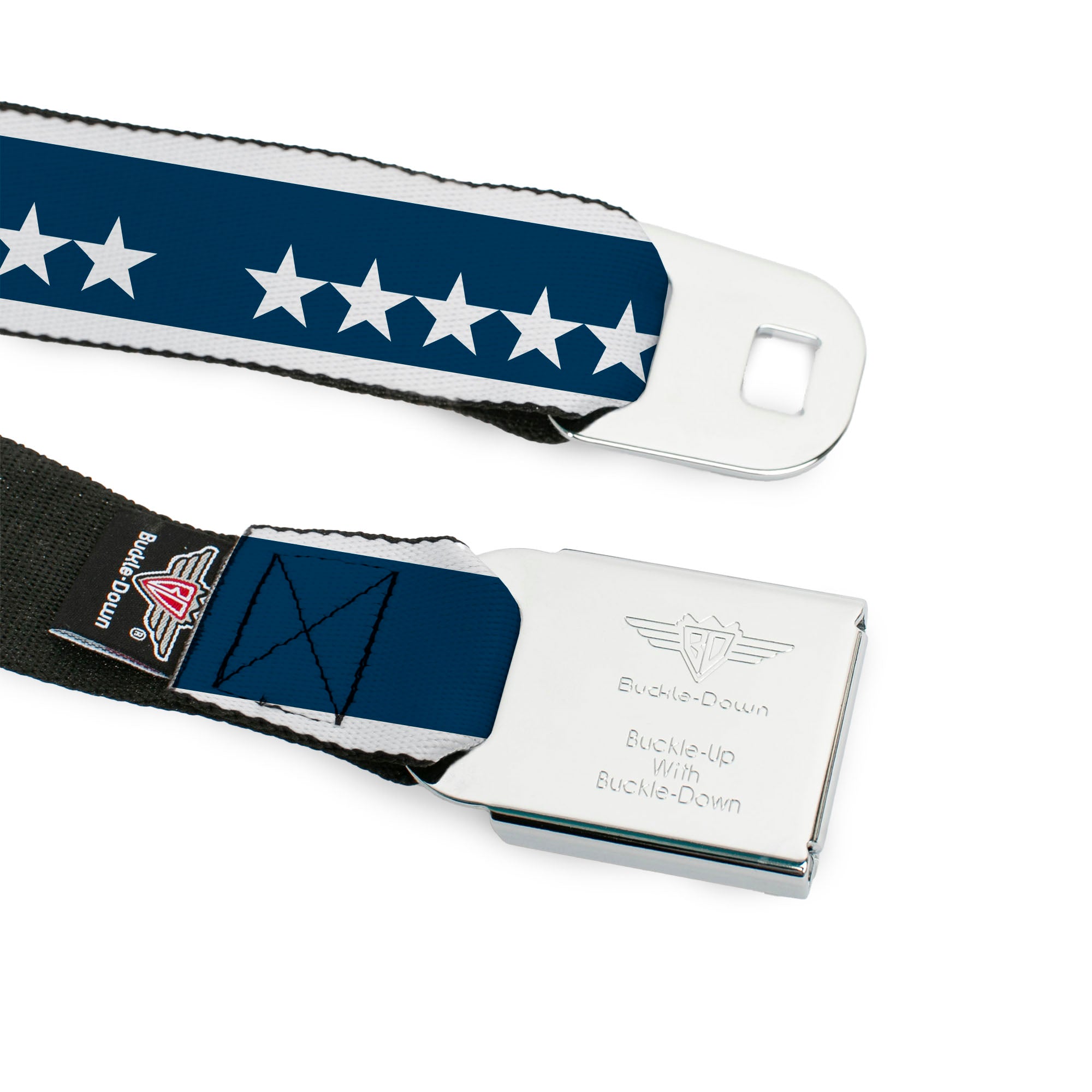 Chevy Seatbelt Belt - CHEVROLET Bowtie/Stars Blue/White Webbing Seatbelt Belts GM General Motors