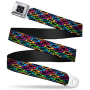 Chevy Seatbelt Belt - Chevy Bowties 5-Row Black/Multi Color Webbing Seatbelt Belts GM General Motors