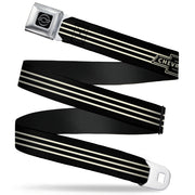 Chevy Seatbelt Belt - Vintage CHEVROLET Bowtie 3-Stripe Black/Ivory (1934 logo) Webbing Seatbelt Belts GM General Motors