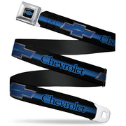 Chevrolet Horizon Bowtie Full Color Black Silver Blue Seatbelt Belt - CHEVROLET/Horizon Bowtie Ombre Black/Blue/Silver/Blue Webbing Seatbelt Belts GM General Motors
