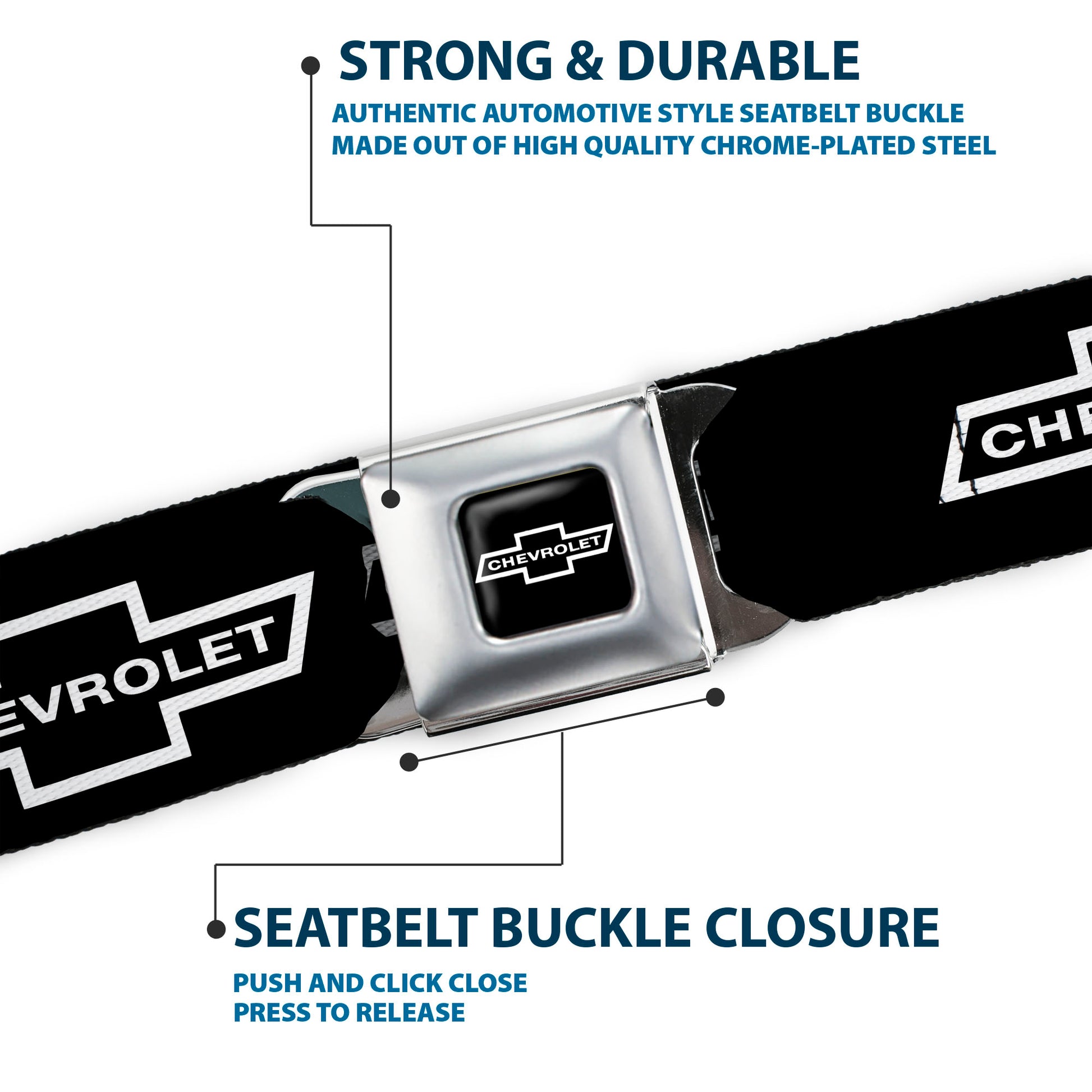 1965 CHEVROLET Bowtie Full Color Black White Seatbelt Belt - 1965 CHEVROLET Bowtie Black/White Webbing Seatbelt Belts GM General Motors