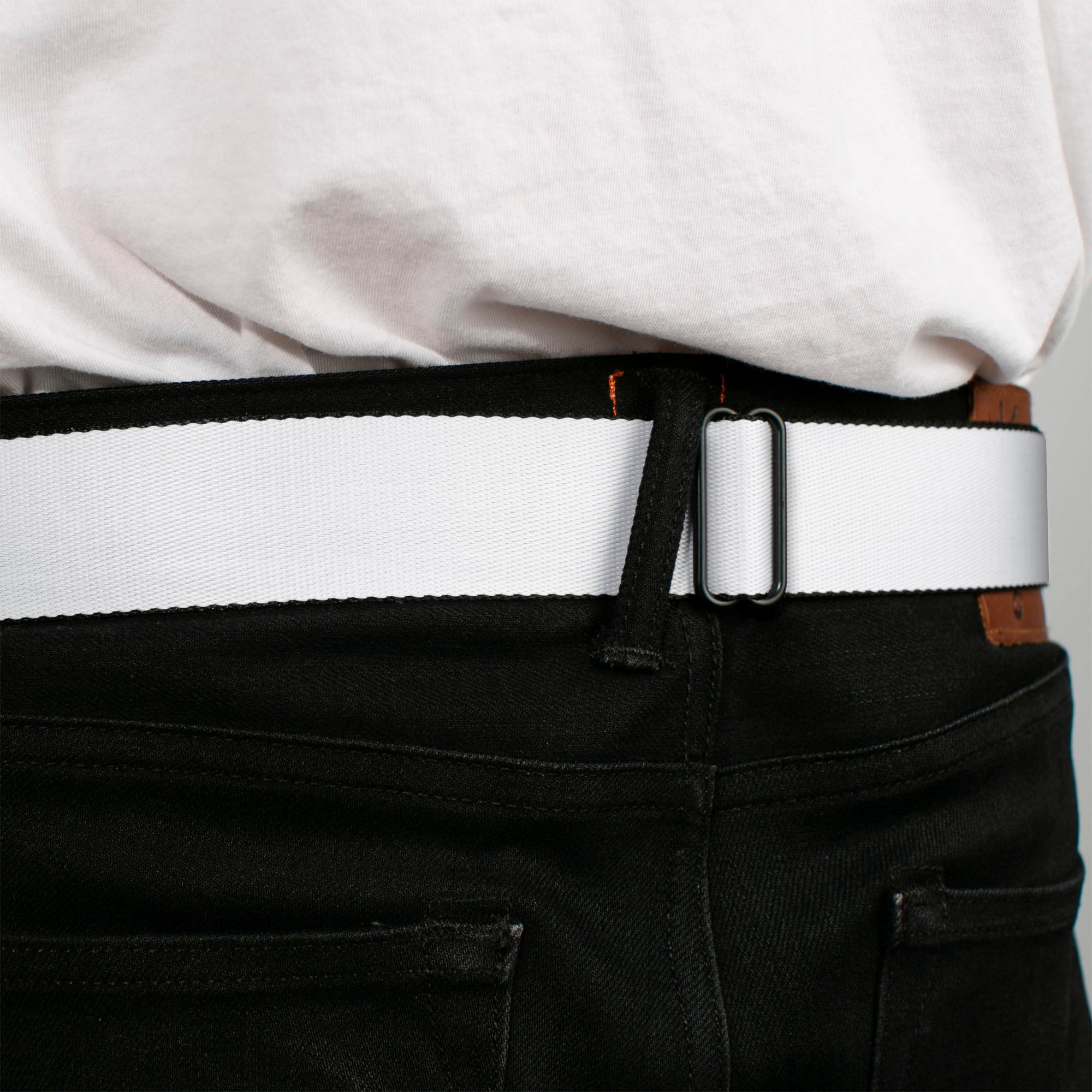 Chevy Bowtie Full Color Black/Gold Seatbelt Belt - White Webbing Seatbelt Belts GM General Motors