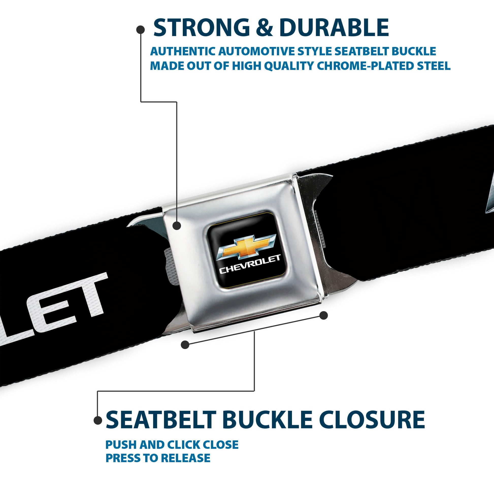 Chevy Bowtie Full Color Black Gold Seatbelt Belt - Chevy Bowtie Black/Gold Logo REPEAT Webbing Seatbelt Belts GM General Motors