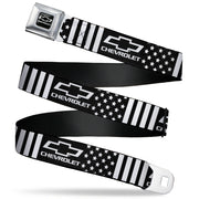 Chevy Bowtie Full Color Black/White Seatbelt Belt - CHEVROLET Bowtie Americana Stars and Stripes Black/White Webbing Seatbelt Belts GM General Motors