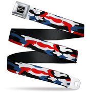 Chevy Bowtie Full Color Black/White Seatbelt Belt - Chevy Americana Camo Red/White/Blue/Black Webbing Seatbelt Belts GM General Motors