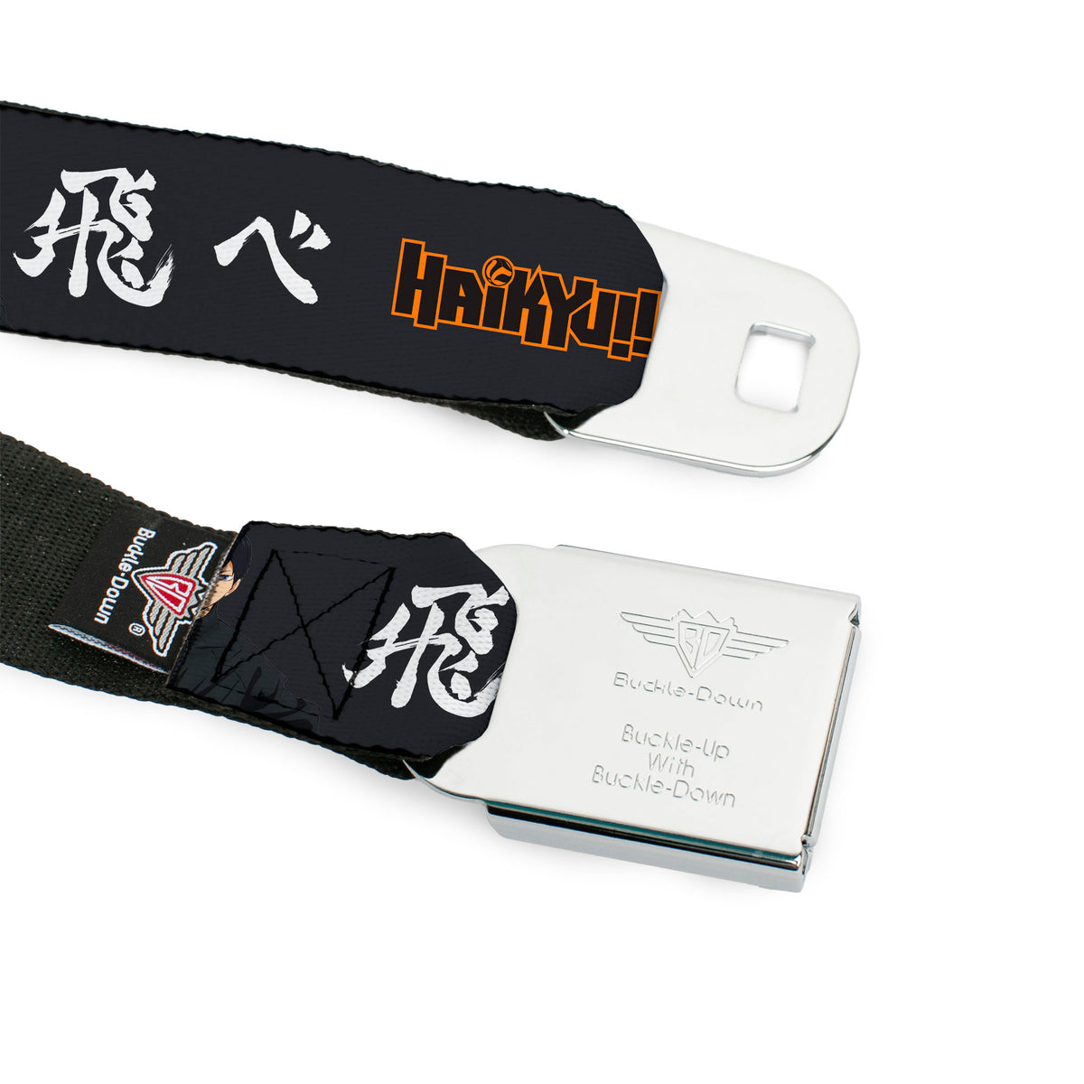 HAIKYU Title Logo Full Color Black/Orange Seatbelt Belt - HAIKYU Hinata and Kageyama Pose and Title Logo Black/White Webbing Seatbelt Belts Haikyu!!
