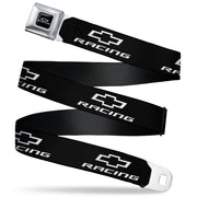 Chevy Bowtie RACING Logo Full Color Black/White Seatbelt Belt - Chevy Bowtie RACING Logo Black/White Webbing Seatbelt Belts GM General Motors