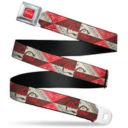 DRINK COCA-COLA Logo Full Color Red/White Seatbelt Belt - DRINK COCA-COLA Coke Diamond Blocks Red/Brown/Beige Webbing Seatbelt Belts Coca-Cola
