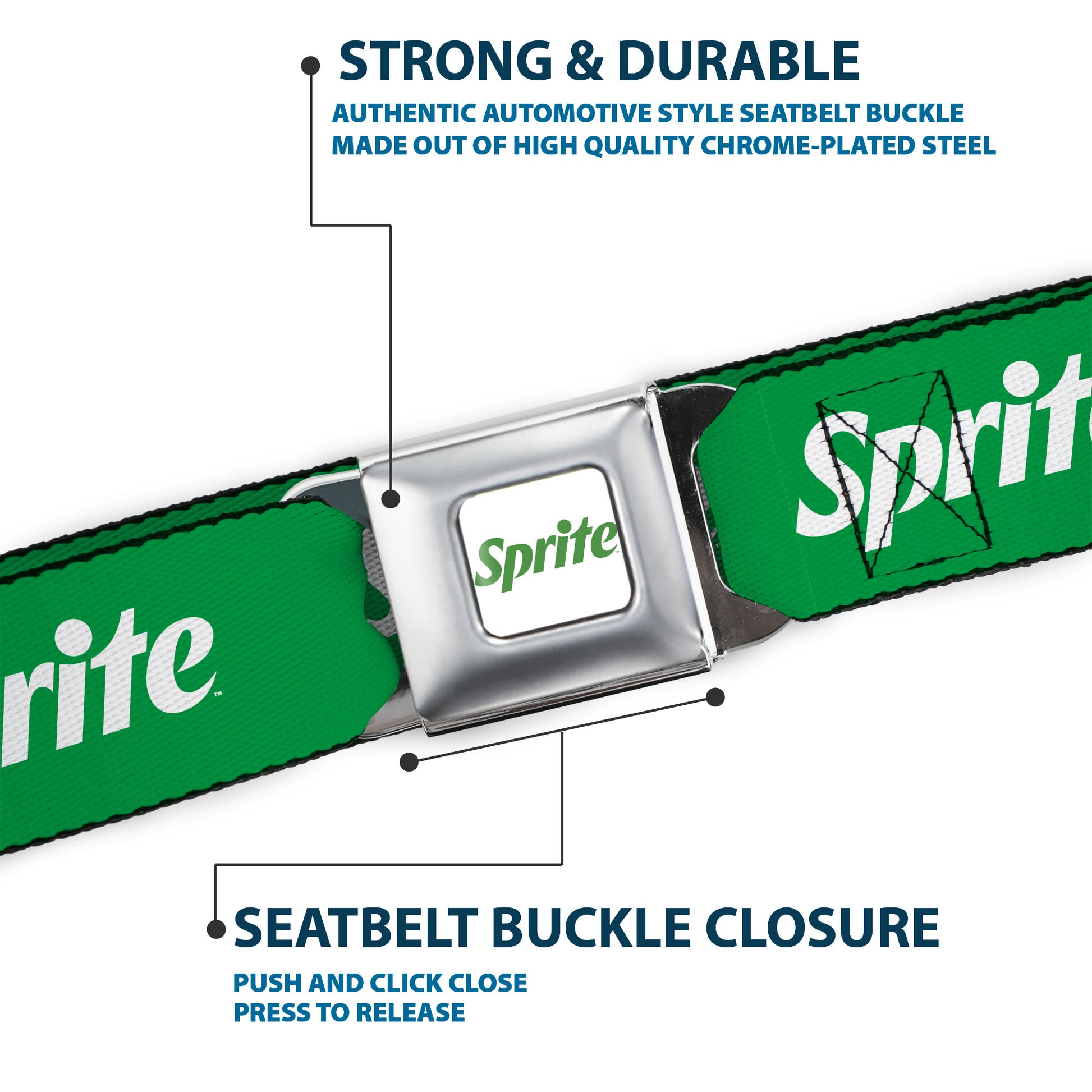 SPRITE Logo Full Color White/Green Seatbelt Belt - SPRITE Logo Green/White Webbing Seatbelt Belts Coca-Cola