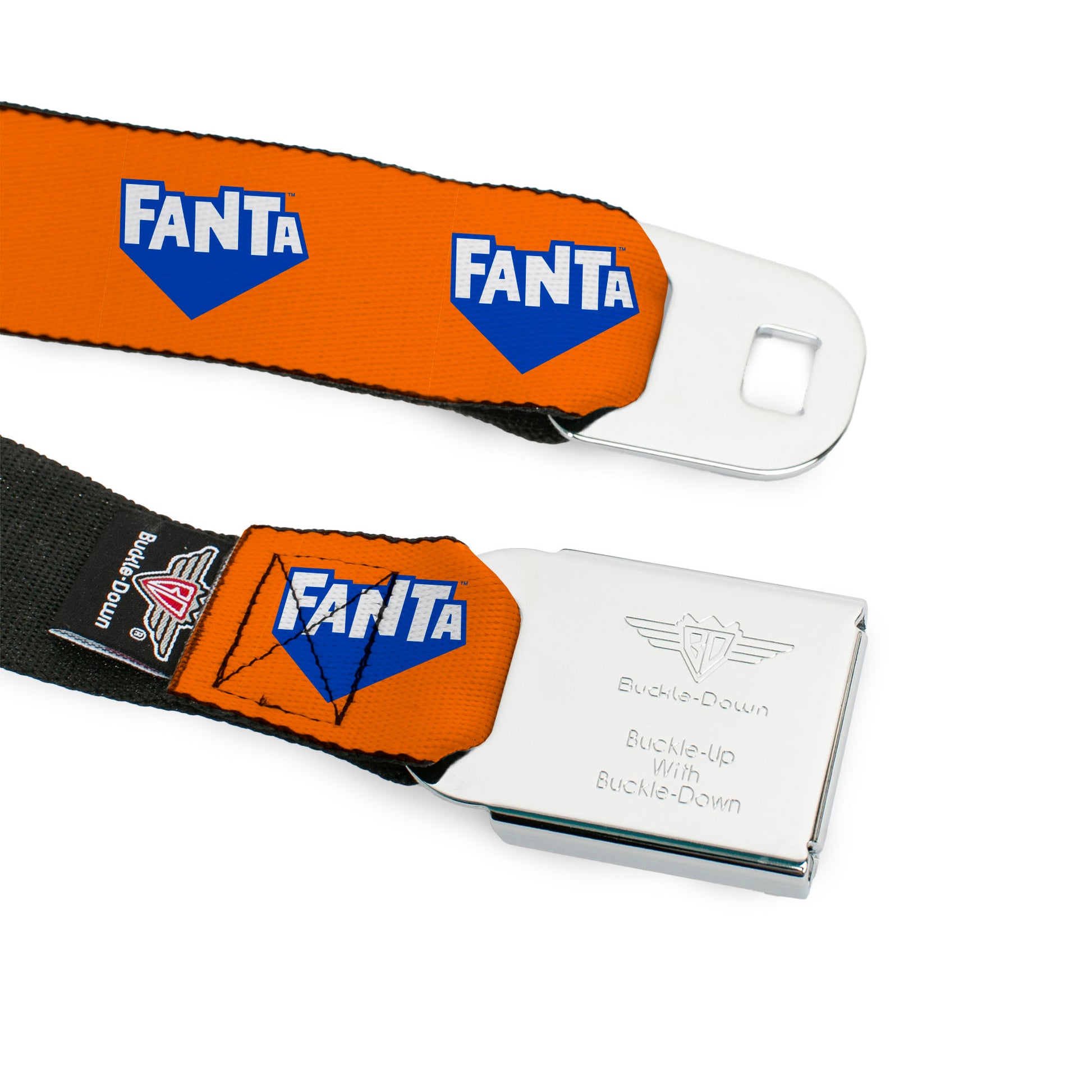 FANTA Logo Full Color Orange/Blue/White Seatbelt Belt - FANTA Logo Orange/Blue/White Webbing Seatbelt Belts Coca-Cola