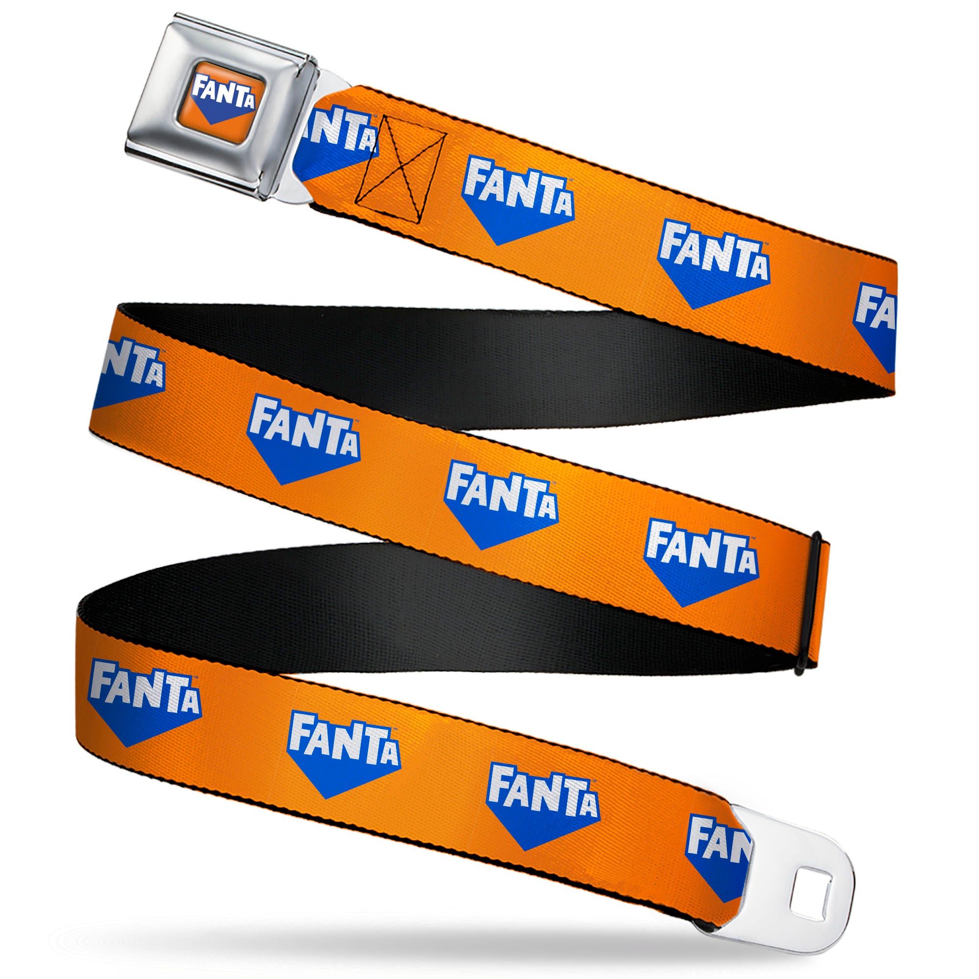 FANTA Logo Full Color Orange/Blue/White Seatbelt Belt - FANTA Logo Orange/Blue/White Webbing Seatbelt Belts Coca-Cola