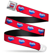 FANTA Logo Full Color Strawberry Red/Blue/White Seatbelt Belt - FANTA Logo Strawberry Red/Blue/White Webbing Seatbelt Belts Coca-Cola