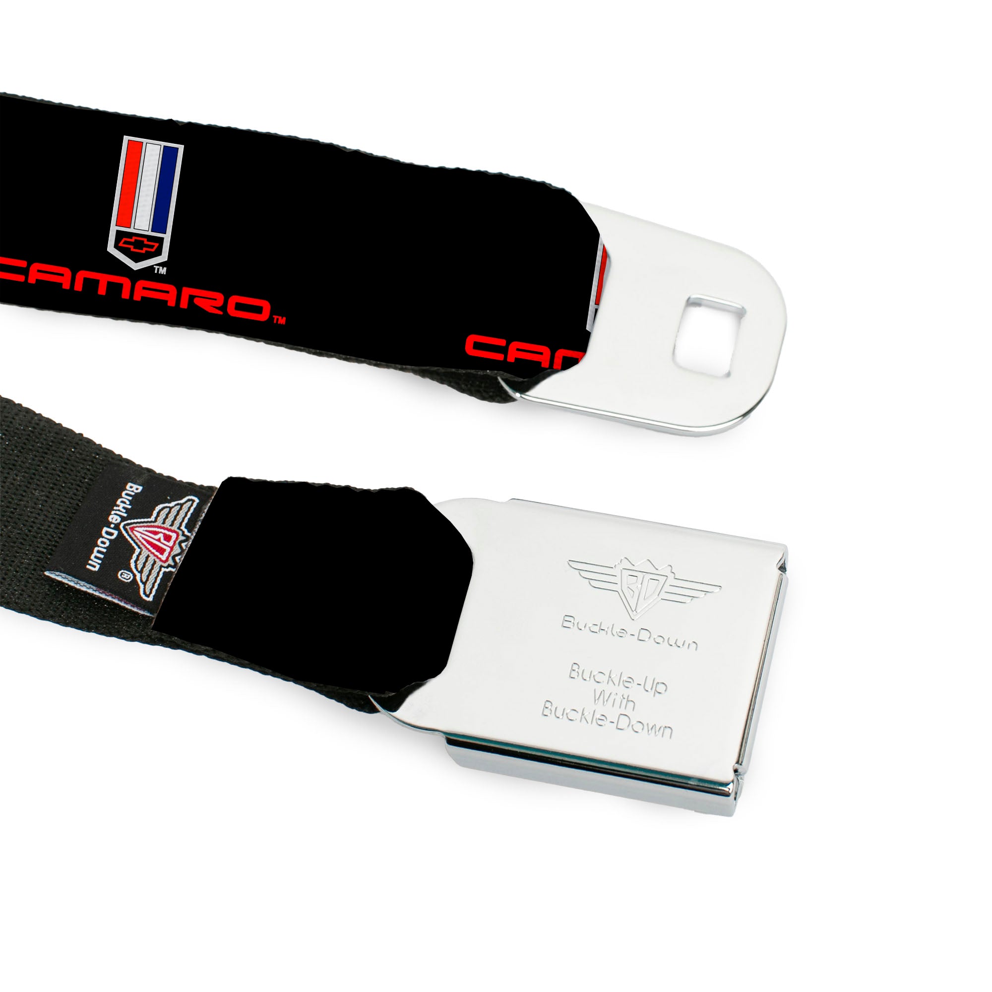 Camaro Badge Full Color Seatbelt Belt - CAMARO Badge Logo REPEAT Webbing Seatbelt Belts GM General Motors