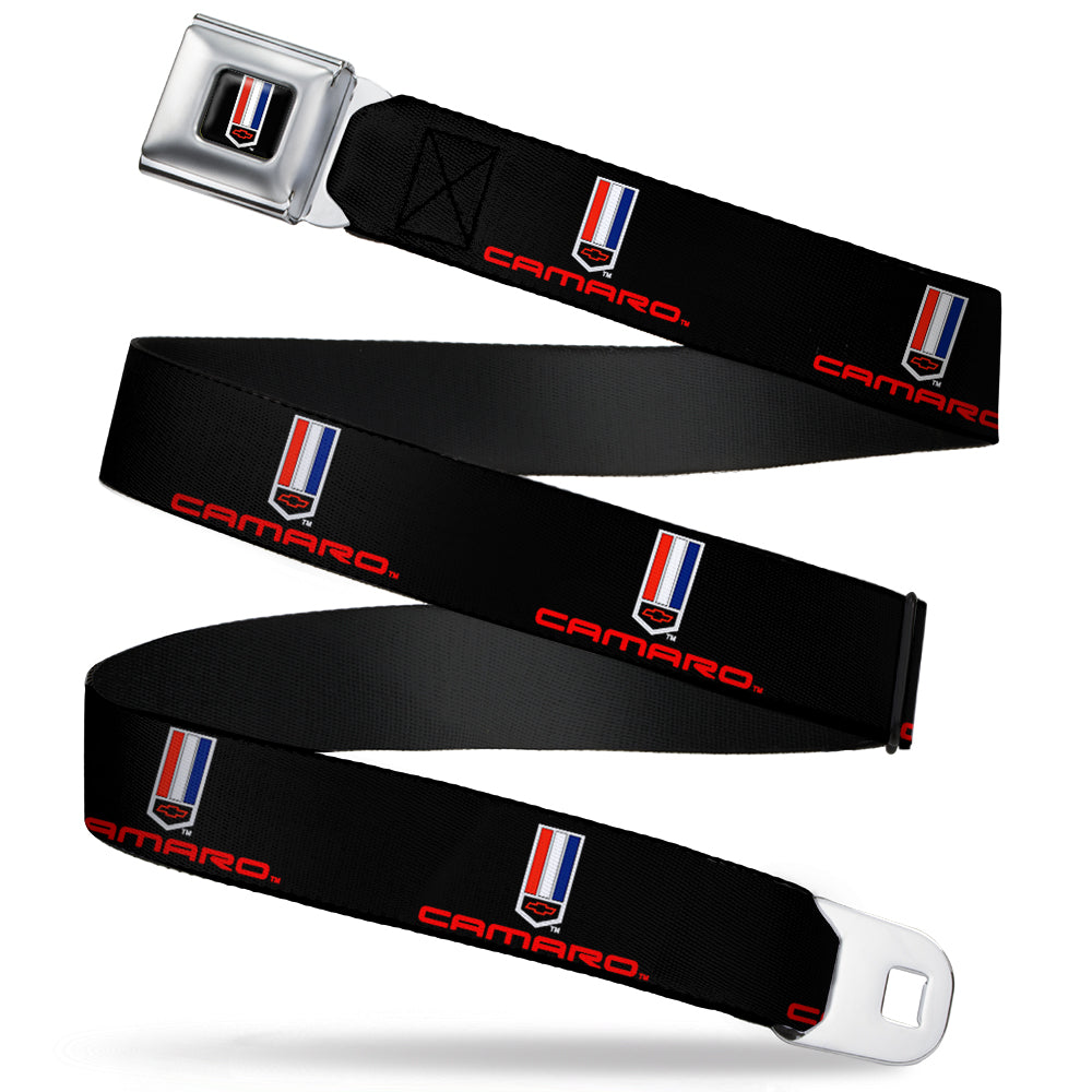 Camaro Badge Full Color Seatbelt Belt - CAMARO Badge Logo REPEAT Webbing Seatbelt Belts GM General Motors