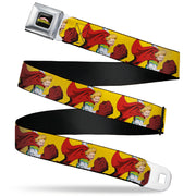 MY HERO ACADEMIA Title Logo Full Color Black Seatbelt Belt - My Hero Academia Mirio Togata Upper Cut Pose Yellow Webbing Seatbelt Belts My Hero Academia
