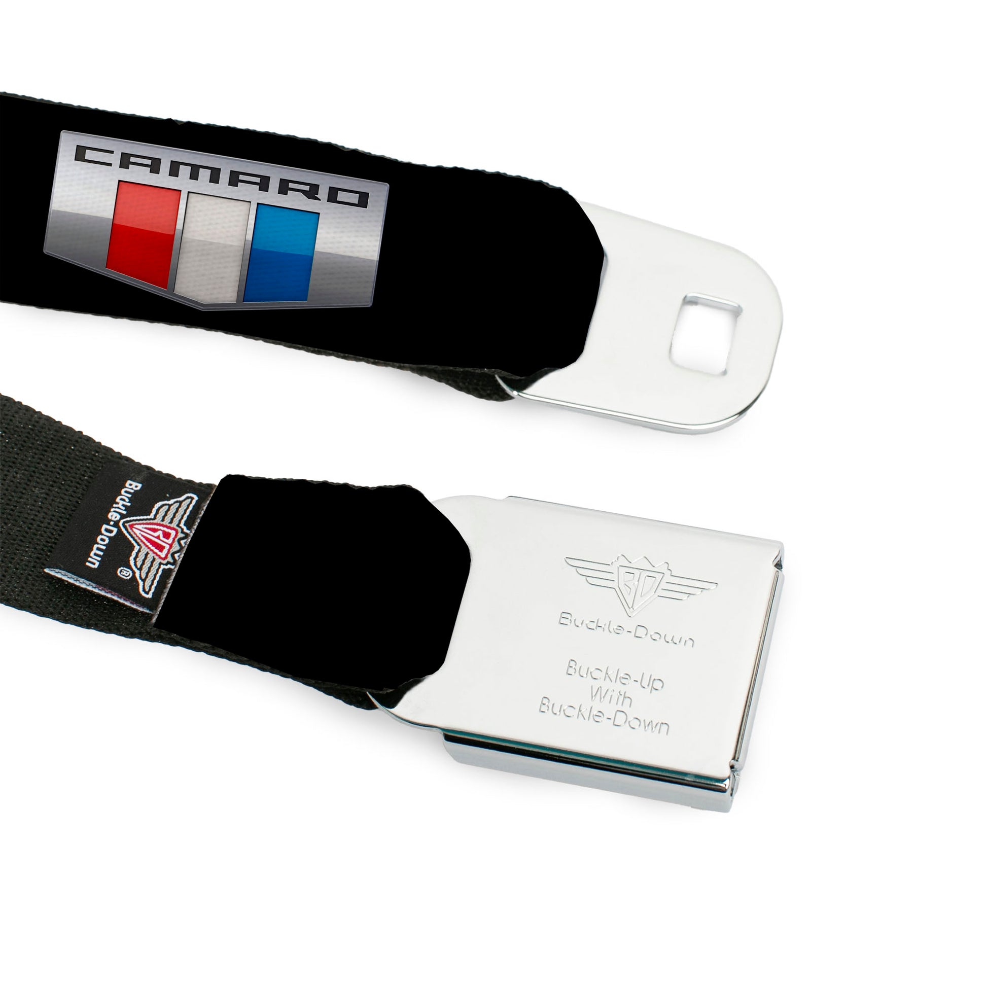 CAMARO Six Badge Full Color Black Silver Red White Blue Seatbelt Belt - CAMARO Six Badge Black/Silver/Red/White/Blue Webbing Seatbelt Belts GM General Motors