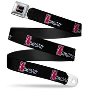1972 CAMARO Script Emblem Full Color Black Silver Reds Seatbelt Belt - 1972 CAMARO Script Emblem Black/Silver/Reds Webbing Seatbelt Belts GM General Motors