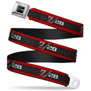 1969 Camaro Z 28 Emblem Full Color Black Silvers Red Seatbelt Belt - 1969 Camaro Z/28 Emblem/Stripe Red/Black/Gray/Silver Webbing Seatbelt Belts GM General Motors