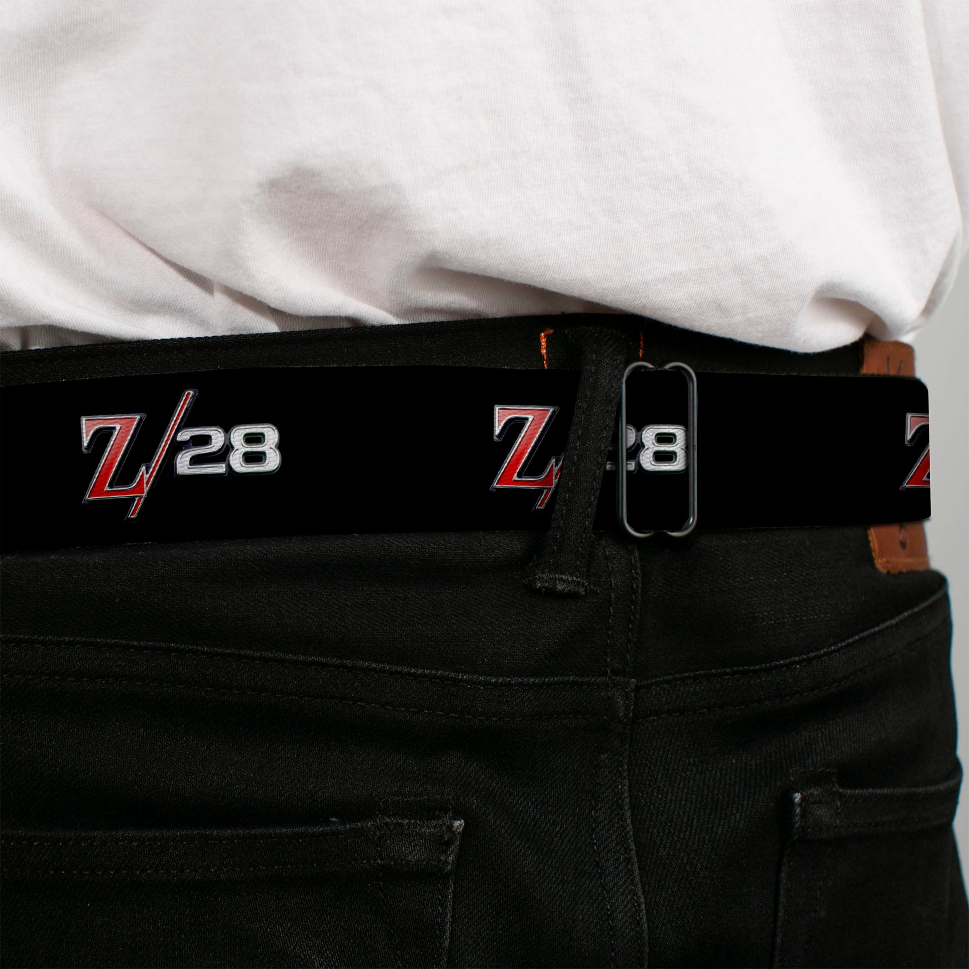 1969 Camaro Z 28 Emblem Full Color Black Silvers Red Seatbelt Belt - 1969 Camaro Z/28 Emblem Black/Silvers/Red Webbing Seatbelt Belts GM General Motors