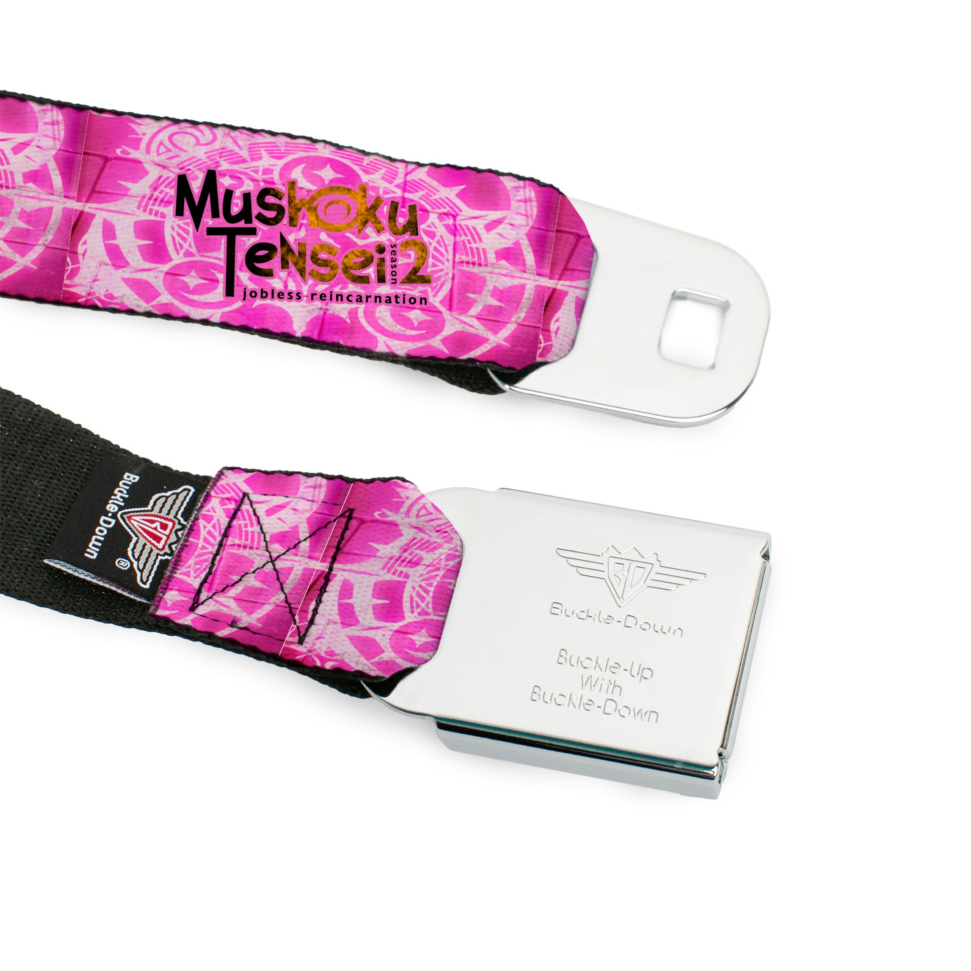 MUSHOKU TENSEI SEASON 2 JOBLESS REINACARNATION Title Logo Full Color White Seatbelt Belt - MUSHOKU TENSEI Title Logo Pinks Webbing Seatbelt Belts Mushoku Tensei Jobless Reincarnation