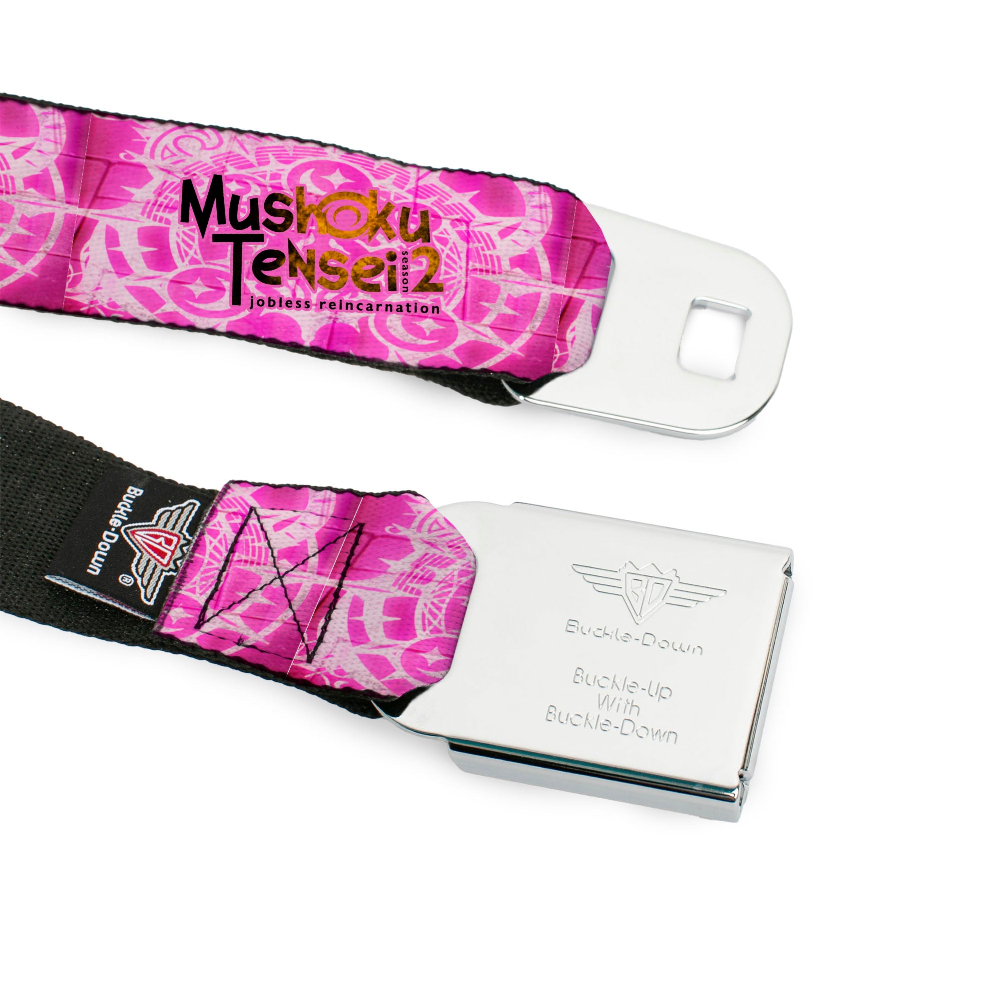 MUSHOKU TENSEI SEASON 2 JOBLESS REINACARNATION Title Logo Full Color White Seatbelt Belt - MUSHOKU TENSEI Title Logo Pinks Webbing Seatbelt Belts Mushoku Tensei Jobless Reincarnation