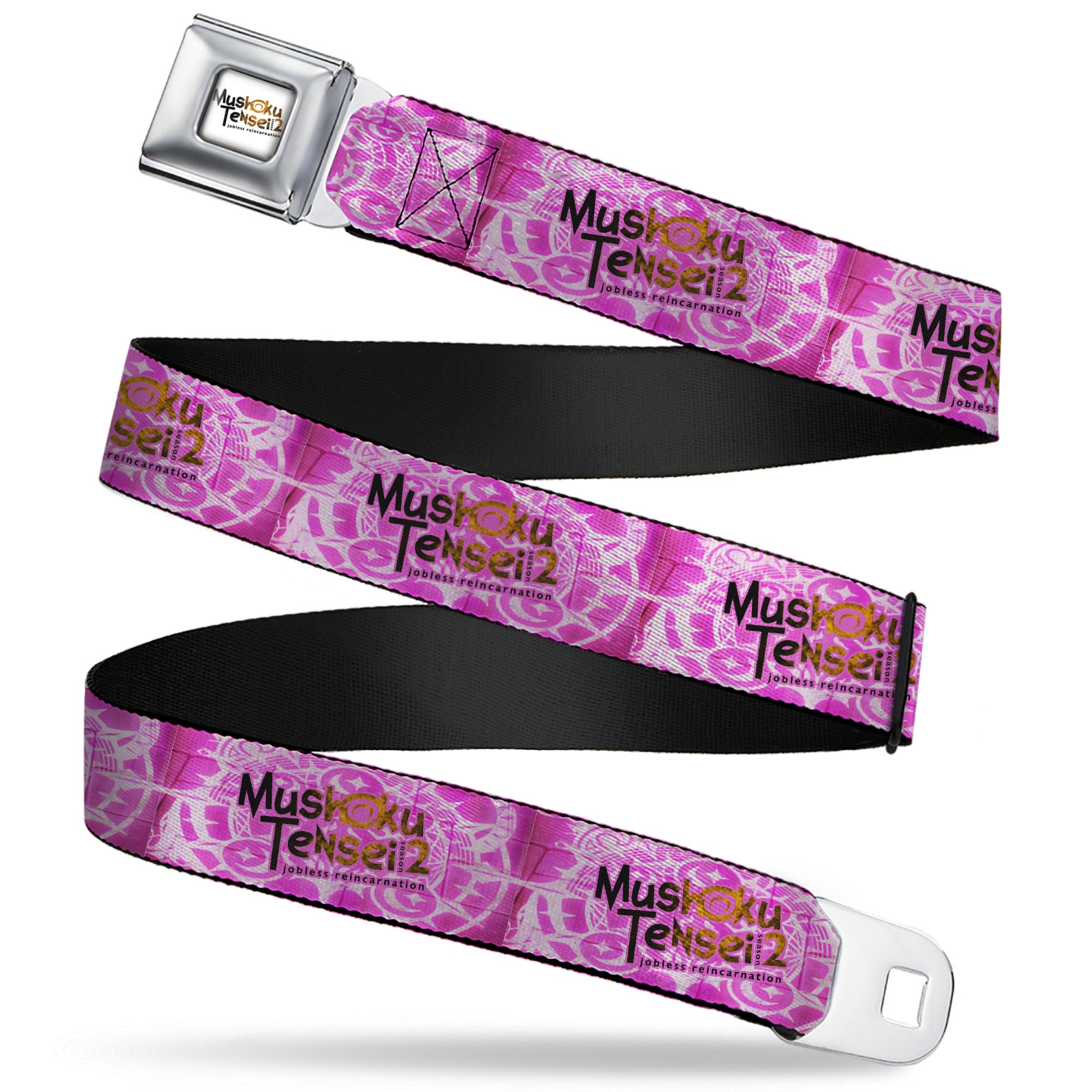 MUSHOKU TENSEI SEASON 2 JOBLESS REINACARNATION Title Logo Full Color White Seatbelt Belt - MUSHOKU TENSEI Title Logo Pinks Webbing Seatbelt Belts Mushoku Tensei Jobless Reincarnation