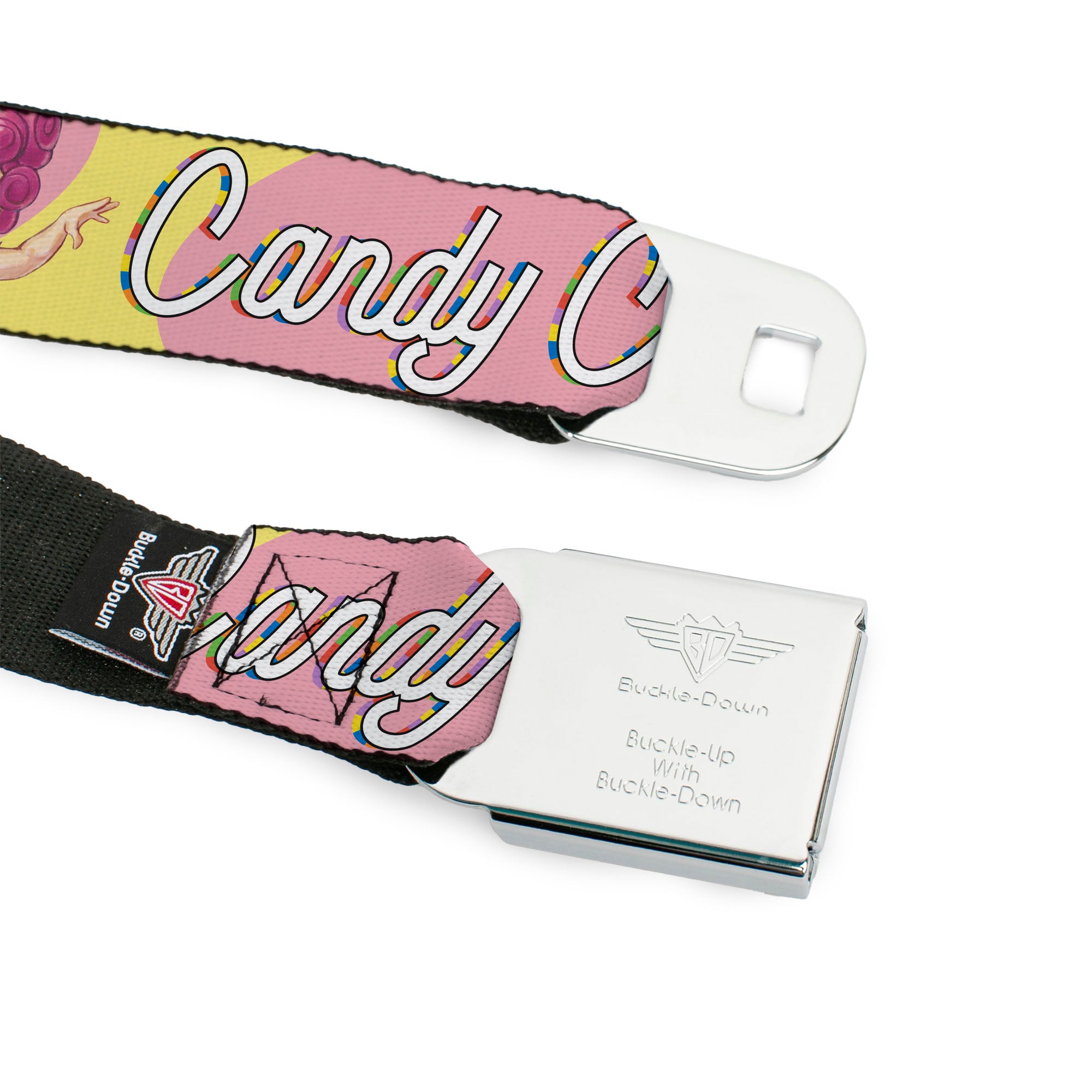 CANDY LAND Game Logo White/Pink Seatbelt Belt - Candy Land CANDY CUTE Princess Lolly Pose Pink Webbing Seatbelt Belts Candy Land