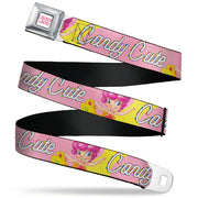 CANDY LAND Game Logo White/Pink Seatbelt Belt - Candy Land CANDY CUTE Princess Lolly Pose Pink Webbing Seatbelt Belts Candy Land