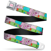 CANDY LAND Game Logo White/Pink Seatbelt Belt - Candy Land Jolly Laughing Pose and Gum Drops Multi Color Webbing Seatbelt Belts Candy Land