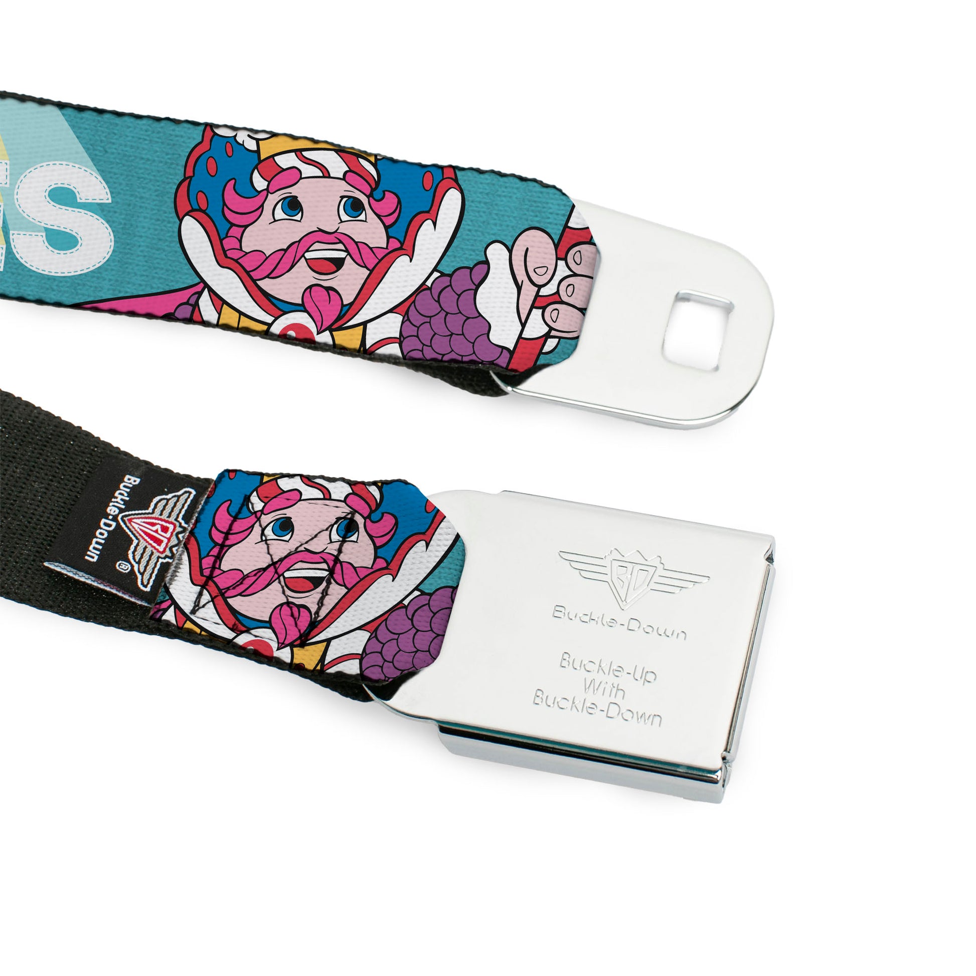 CANDY LAND Game Logo White/Pink Seatbelt Belt - Candy Land KANDY RULES King Kandy Pose Teal/Multi Color Webbing Seatbelt Belts Candy Land