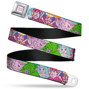 CANDY LAND Game Logo White/Pink Seatbelt Belt - Candy Land Character Lineup Stripe Multi Color Webbing Seatbelt Belts Candy Land